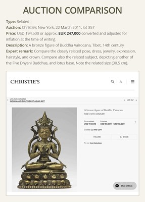 Lot 174 - A LARGE BRONZE FIGURE OF RATNASAMBHAVA, CENTRAL TIBET, 13TH-14TH CENTURY