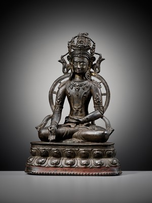 Lot 174 - A LARGE BRONZE FIGURE OF RATNASAMBHAVA, CENTRAL TIBET, 13TH-14TH CENTURY