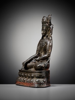 Lot 174 - A LARGE BRONZE FIGURE OF RATNASAMBHAVA, CENTRAL TIBET, 13TH-14TH CENTURY