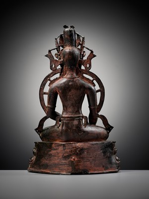 Lot 174 - A LARGE BRONZE FIGURE OF RATNASAMBHAVA, CENTRAL TIBET, 13TH-14TH CENTURY