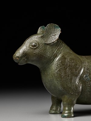 Lot 140 - A YIXING ‘TROMPE L’OEIL’ FIGURE OF A TAPIR, QING DYNASTY