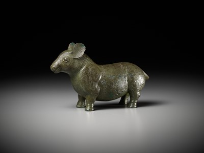 Lot 140 - A YIXING ‘TROMPE L’OEIL’ FIGURE OF A TAPIR, QING DYNASTY