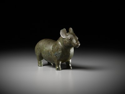 Lot 140 - A YIXING ‘TROMPE L’OEIL’ FIGURE OF A TAPIR, QING DYNASTY