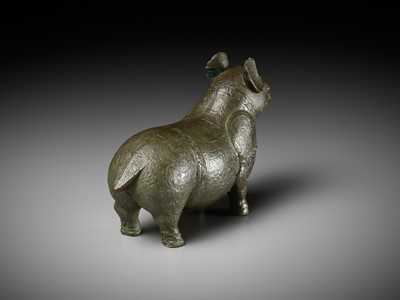 Lot 140 - A YIXING ‘TROMPE L’OEIL’ FIGURE OF A TAPIR, QING DYNASTY