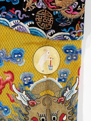Lot 201 - AN IMPERIAL YELLOW-GROUND GAUZE TWELVE-SYMBOL ‘DRAGON’ ROBE, JIFU, MOST LIKELY MADE FOR THE EMPRESS DOWAGER CIXI, CHINA, c. 1861-1875