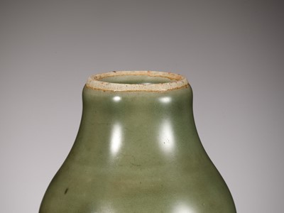 Lot 471 - A SMALL LONGQUAN CELADON-GLAZED PHOENIX-TAIL VASE, YENYEN, YUAN DYNASTY