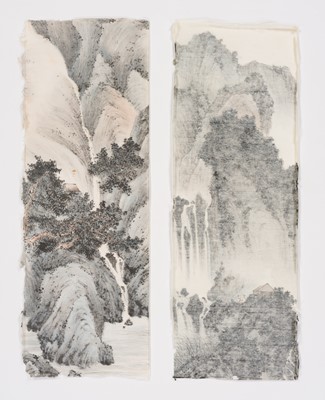 Lot 365 - A PAIR OF PAINTINGS DEPICTING WATERFALLS