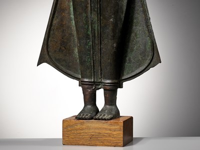 Lot 710 - A LARGE BRONZE FIGURE OF THE STANDING BUDDHA, AYUTTHAYA KINGDOM (1351-1767)