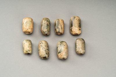 Lot 83 - A LOT WITH EIGHT ANCIENT CHINESE JADE BEADS