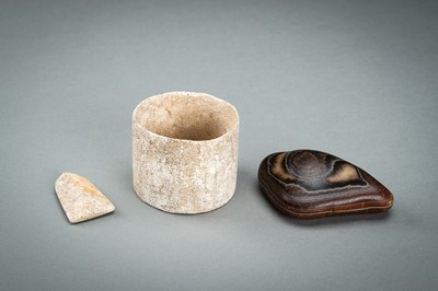 Lot 74 - A LOT WITH THREE CHINESE NEOLITHIC ITEMS
