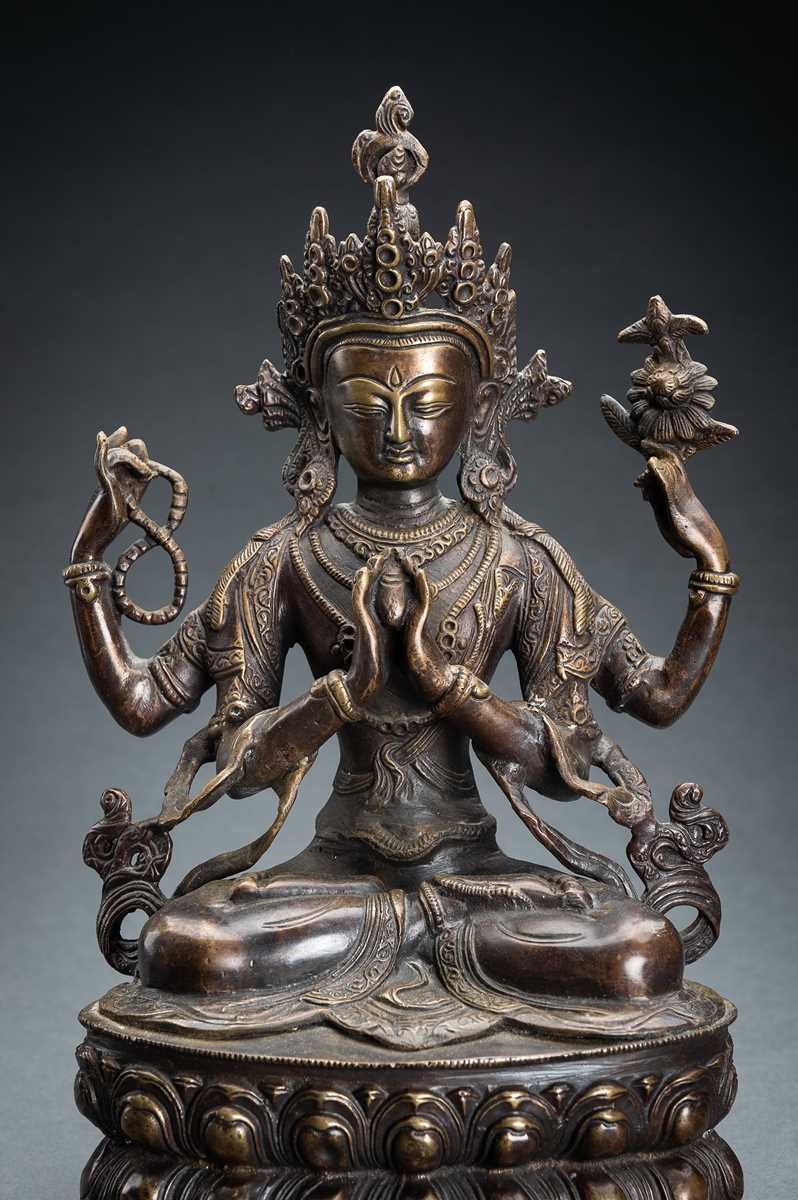 Lot 190 - A BRONZE FIGURE OF SHADAKSHARI LOKESHVARA