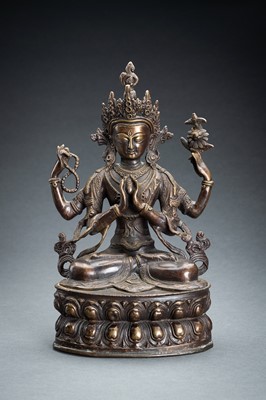 Lot 190 - A BRONZE FIGURE OF SHADAKSHARI LOKESHVARA