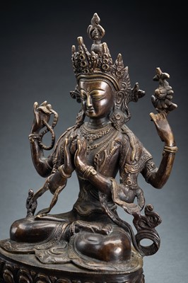 Lot 190 - A BRONZE FIGURE OF SHADAKSHARI LOKESHVARA