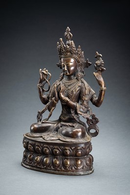 Lot 190 - A BRONZE FIGURE OF SHADAKSHARI LOKESHVARA