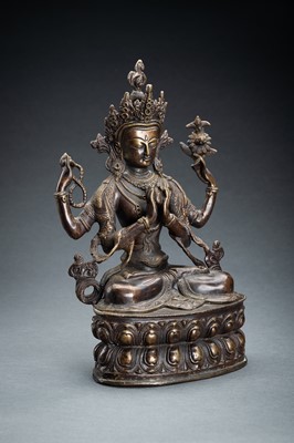 Lot 190 - A BRONZE FIGURE OF SHADAKSHARI LOKESHVARA