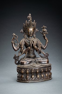Lot 190 - A BRONZE FIGURE OF SHADAKSHARI LOKESHVARA