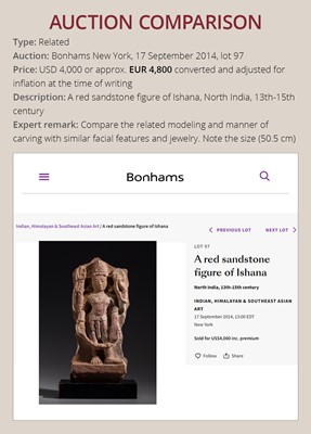 Lot 193 - A SANDSTONE FIGURE OF VISHNU, LATER MEDIEVAL PERIOD