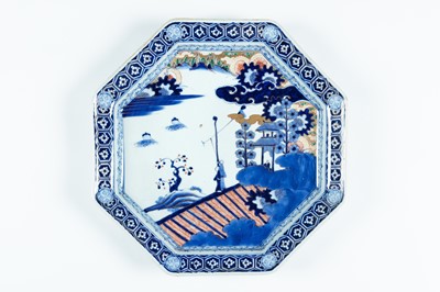 Lot 238 - A PAIR OF OCTAGONAL IMARI PORCELAIN CHARGERS, MEIJI