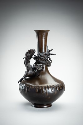 Lot 20 - A BRONZE VASE WITH A DRAGON, MEIJI