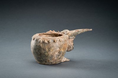 Lot 752 - A ZOOMORPHIC TERRACOTTA AMLASH CULTURE SPOUTED VESSEL