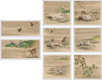 Lot 83 - KITO DOKYO (1840-1904): EIGHT PAINTINGS ‘THE DECOMPOSITION OF A CORPSE AND A MONUMENT TO THE DEAD’