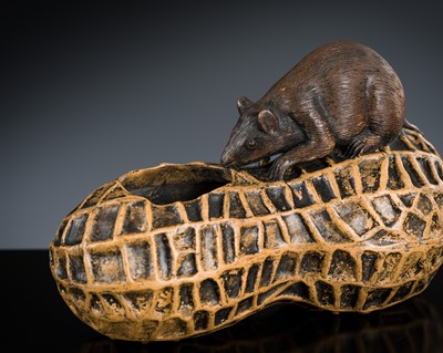 Lot 297 - A YIXING ‘RAT AND PEANUT’ WATERPOT, REPUBLIC PERIOD