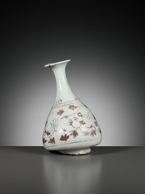 Lot 107 - A COPPER-RED-DECORATED SOLIFLORE VASE, JOSEON DYNASTY