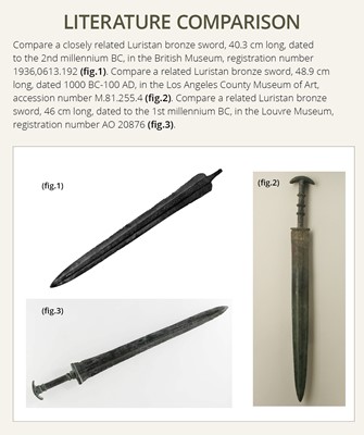 Lot 716 - A LARGE LURISTAN BRONZE SWORD, LATE 2ND TO EARLY 1ST MILLENNIUM BC