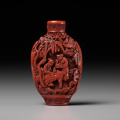 Lot 488 - A CINNABAR LACQUER SNUFF BOTTLE, CHINA, 1750-1850