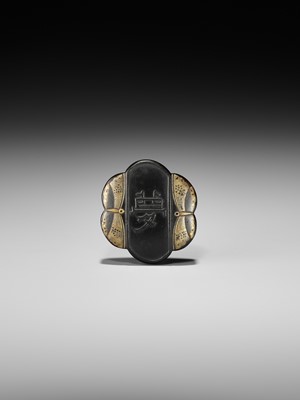 Lot 342 - A RARE LACQUER NETSUKE REFERENCING SOSHI DREAMING OF THE BUTTERFLY