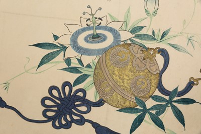 Lot 221 - TENJUKAN GYOKEN: SURIMONO OF A SPHERICAL CENSER WITH PASSION FLOWERS