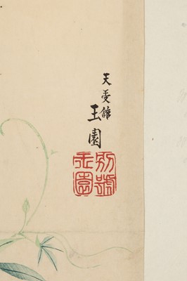Lot 221 - TENJUKAN GYOKEN: SURIMONO OF A SPHERICAL CENSER WITH PASSION FLOWERS