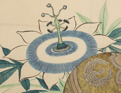 Lot 221 - TENJUKAN GYOKEN: SURIMONO OF A SPHERICAL CENSER WITH PASSION FLOWERS