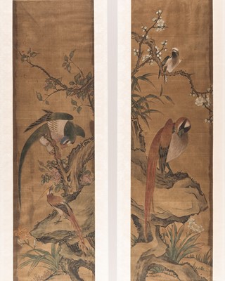 Lot 1147 - TWO PAINTINGS OF BIRDS, QING