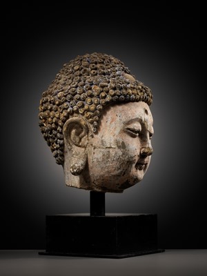 Lot 178 - A STUCCO HEAD OF BUDDHA, YUAN TO MING DYNASTY