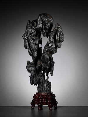 Lot 12 - A MONUMENTAL AND HIGHLY IMPRESSIVE LINGBI SCHOLAR’S ROCK, QING DYNASTY