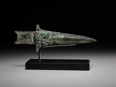 Lot 299 - A BRONZE ‘TIGER’ HALBERD BLADE, ZHONGHU GE, EASTERN ZHOU DYNASTY, WARRING STATES PERIOD