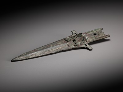 Lot 299 - A BRONZE ‘TIGER’ HALBERD BLADE, ZHONGHU GE, EASTERN ZHOU DYNASTY, WARRING STATES PERIOD