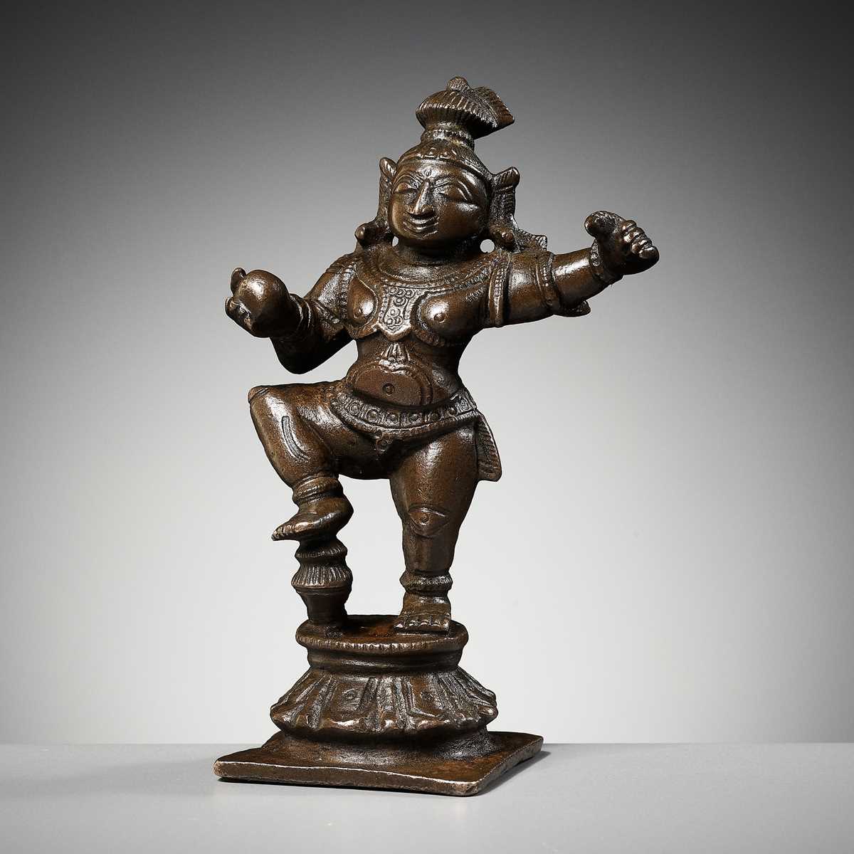 Lot 733 - A COPPER ALLOY FIGURE OF DANCING KRISHNA,