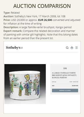 Lot 1959 - A LARGE FAMILLE-VERTE ‘KUI XING’ BRUSHPOT, BITONG
