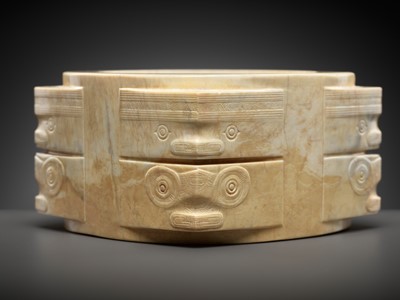 A TWO-TIERED IVORY JADE CONG, LIANGZHU CULTURE