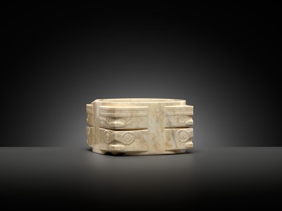 A TWO-TIERED IVORY JADE CONG, LIANGZHU CULTURE