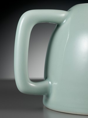 Lot 109 - A RARE CELADON-GLAZED TEAPOT, YONGZHENG MARK AND PERIOD