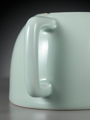 Lot 109 - A RARE CELADON-GLAZED TEAPOT, YONGZHENG MARK AND PERIOD