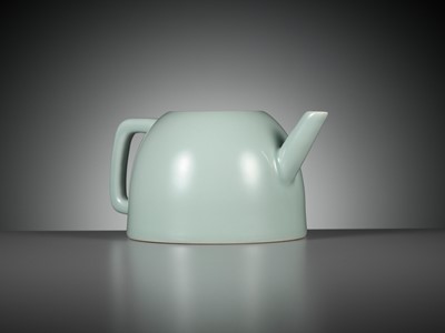 Lot 109 - A RARE CELADON-GLAZED TEAPOT, YONGZHENG MARK AND PERIOD