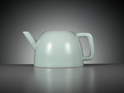 Lot 109 - A RARE CELADON-GLAZED TEAPOT, YONGZHENG MARK AND PERIOD