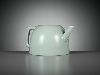 Lot 109 - A RARE CELADON-GLAZED TEAPOT, YONGZHENG MARK AND PERIOD