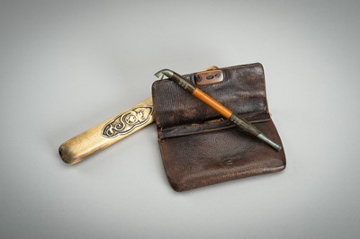 Lot 534 - A LOT WITH TWO KISERUZUTSU WITH POUCH AND TONKOTSU, EDO - MEIJI