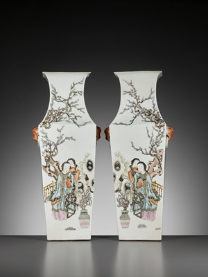 Lot 542 - A PAIR OF LARGE QIANJIANG CAI VASES, BY FANG JIAZHEN, CHINA, DATED 1895