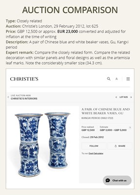 Lot 101 - A PAIR OF LARGE BLUE AND WHITE BEAKER VASES, GU, KANGXI PERIOD